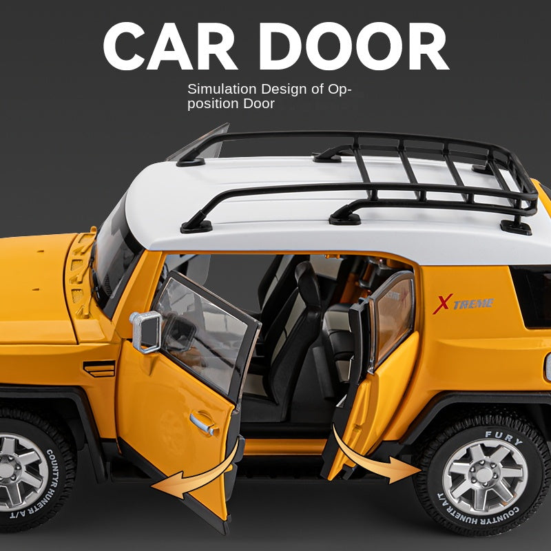 Chezhi 1:24 Licensed Toyota FJ Cruiser Die-Cast Alloy Model - Official Off-Road SUV with Opening Doors, Sound & Light, Pull-Back Action, Shock Absorption, Steering, Horn, Opening Fuel Cap & Foldable Mirrors