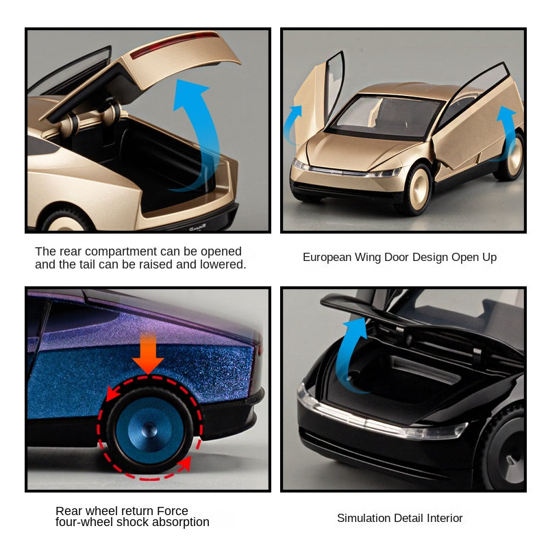 XHD 1:32 Scale Die-Cast Alloy Model Toy Compatible with Tesla Robotaxi - Opening Doors, Sound & Light, Pull-Back Function & Shock Absorption - Autonomous Vehicle Collection