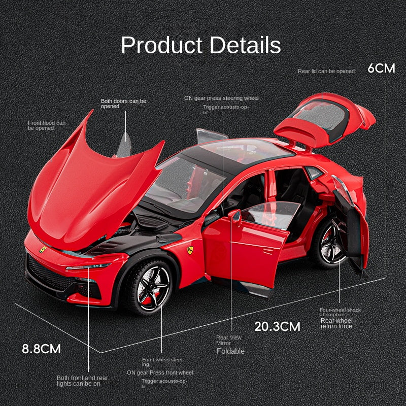 Jiaye 1:22 Die-Cast Alloy Model - Compatible with Ferrari Purosangue - First Ferrari FUV with Opening Doors, Sound & Light, Pull-Back Action, Shock Absorption & Foldable Mirrors