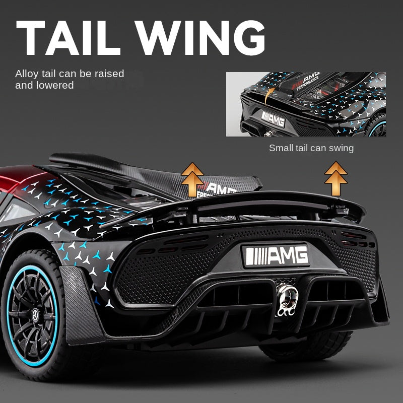 Chezhi 1:24 Die-Cast Alloy Model - Compatible with Mercedes-AMG ONE - F1 Hybrid Hypercar with Opening Doors, Sound & Light, Pull-Back Action, Shock Absorption, Steering & Adjustable Rear Wing