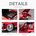 Chezhi 1:24 Chrome Edition Die-Cast Alloy Model - Compatible with Mercedes-Benz 300SL Gullwing - Classic Icon with Opening Doors, Sound & Light, Pull-Back Action, Shock Absorption & Interactive Steering Wheel