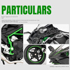 Jiaye 1:12 Scale Die-Cast Alloy Motorcycle Model Toy Compatible with Kawasaki Ninja H2R - Sound & Light, Shock Absorption & Steering - Superbike Collection