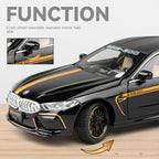 Chezhi 1:24 Scale Die-Cast Alloy Model Toy Compatible with BMW M8 - Opening Doors, Sound & Light, Pull-Back Function, Shock Absorption, Steering, Horn, Removable Fuel Cap & Foldable Mirrors - Luxury Sports Car Collection
