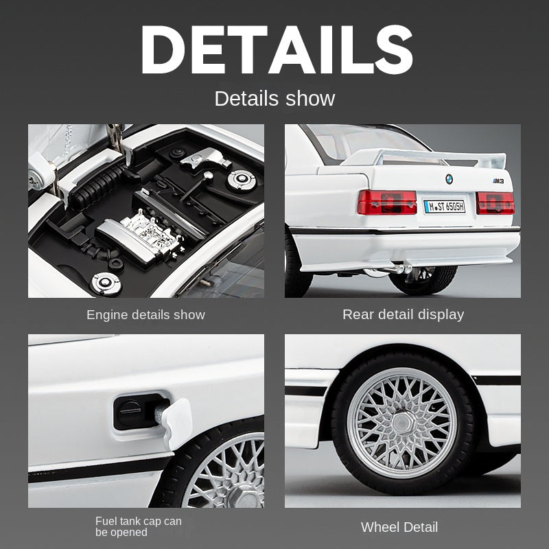 Chezhi 1:24 Die-Cast Alloy Model - Compatible with BMW M3 - High-Performance Sedan with Opening Doors, Sound & Light, Pull-Back Action, Shock Absorption, Steering, Horn, Foldable Mirrors & Opening Fuel Cap