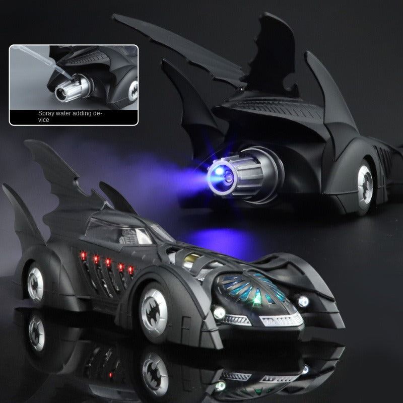 QiYi 1:18 Licensed 1995 Batmobile Die-Cast Alloy Model - Official Batman Forever Movie Replica with Spray Effect, Opening Doors, Sound & Light