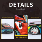 XHD 1:24 Scale Chrome Edition Die-Cast Alloy Model Toy Compatible with Bugatti Atlantic - Opening Doors, Sound & Light, Pull-Back Function, Shock Absorption, Steering, Horn with Mini Luggage Set - Classic Car Collection