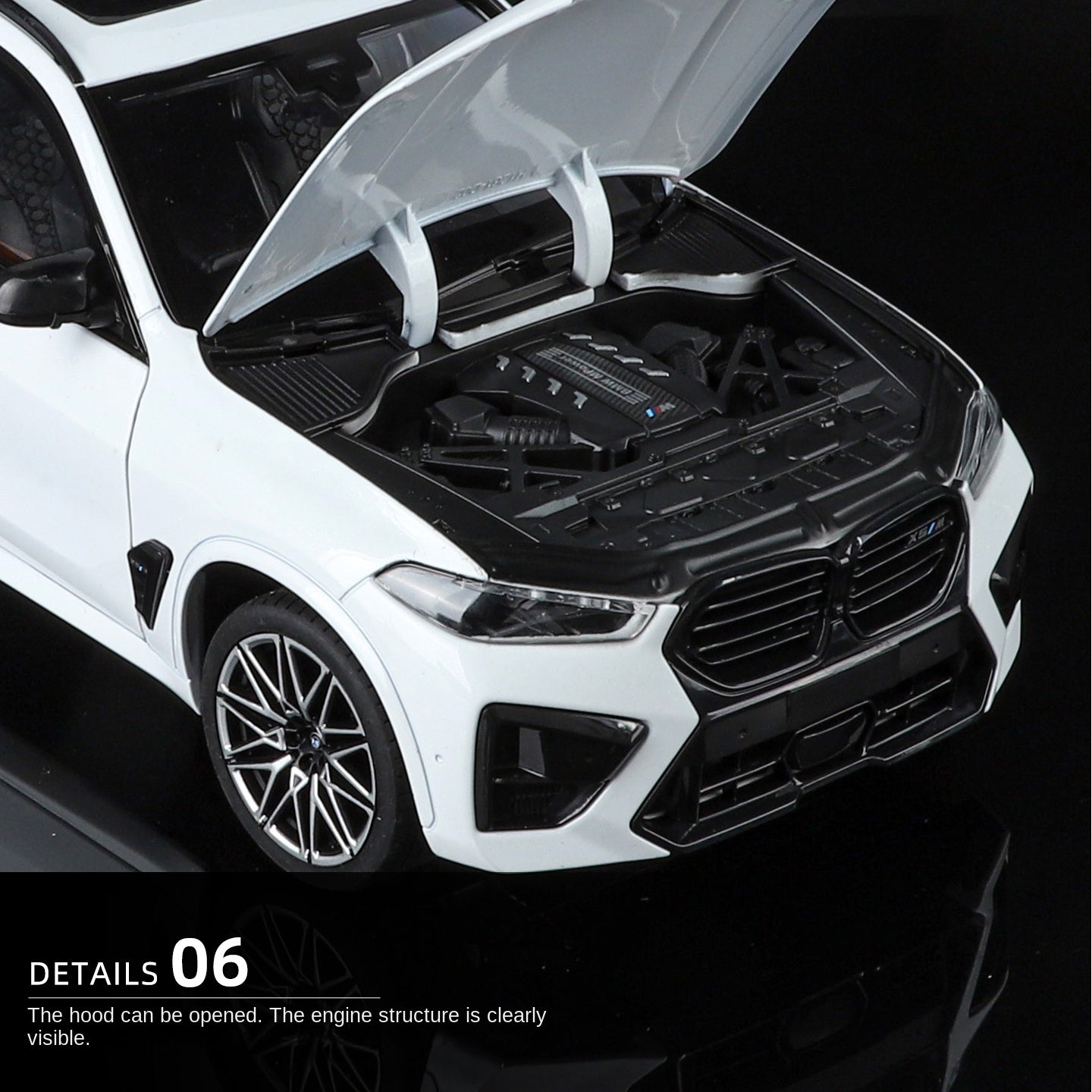 BMW X5 M Black Mamba, modelo estático de aleación fundida a presión, con licencia, escala 1:18: puertas que se abren, amortiguación, dirección, asientos ajustables y espejos plegables. Colección SUV de alto rendimiento de lujo.