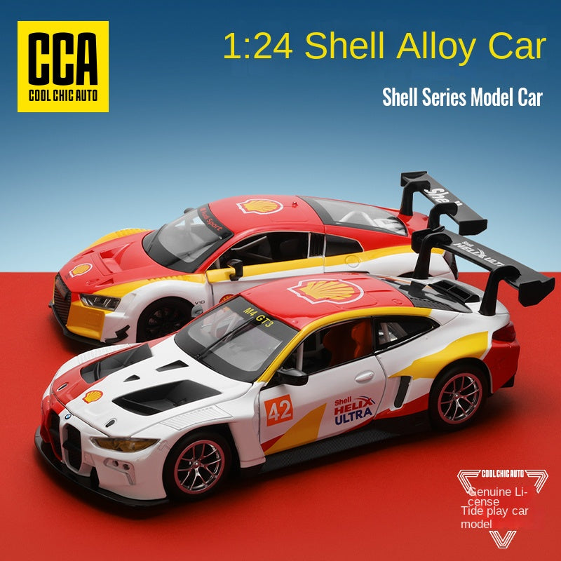 CCA 1:24 Scale Licensed Shell Livery Series Die-Cast Alloy Model Set - BMW M4 GT3 / Audi R8 LMS with Opening Doors & Sound/Light - GT Racing Collection
