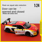 CCA 1:24 Scale Licensed Shell Livery Series Die-Cast Alloy Model Set - BMW M4 GT3 / Audi R8 LMS with Opening Doors & Sound/Light - GT Racing Collection