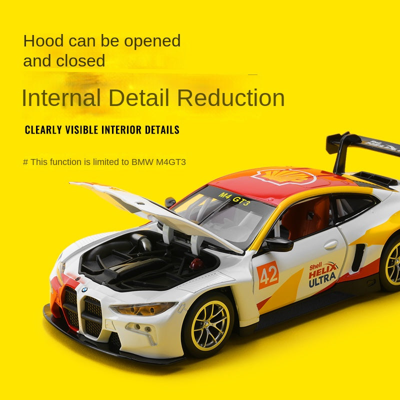 CCA 1:24 Scale Licensed Shell Livery Series Die-Cast Alloy Model Set - BMW M4 GT3 / Audi R8 LMS with Opening Doors & Sound/Light - GT Racing Collection