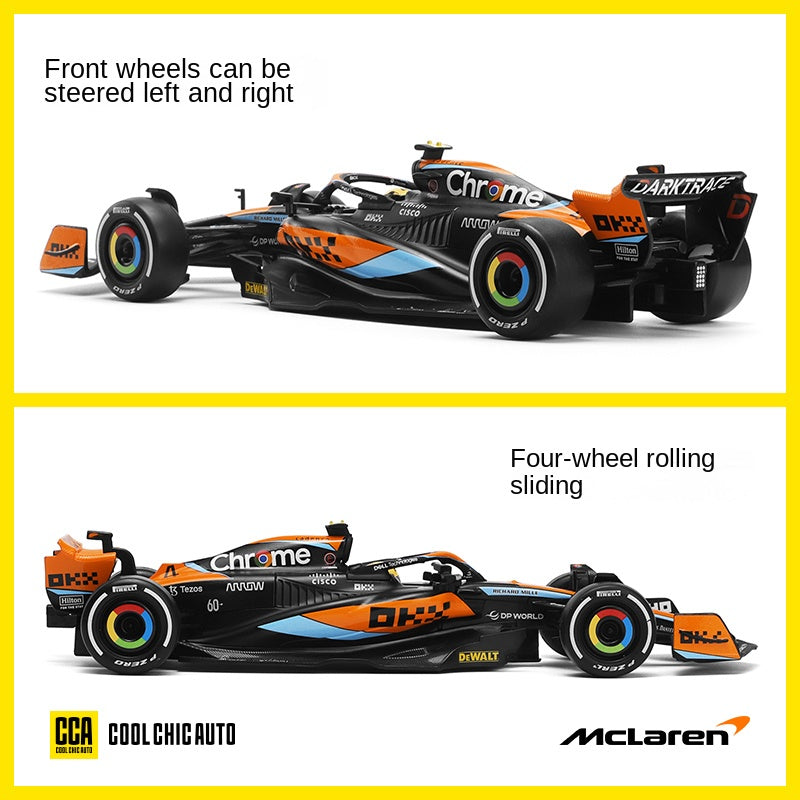 CCA 1:24 Scale Licensed McLaren F1 Team MCL60 Race Car Die-Cast Alloy Static Model - Steering & Rolling Function with Display Base, Australian GP / British GP / Monaco GP Editions - Official F1 Motorsport Collection