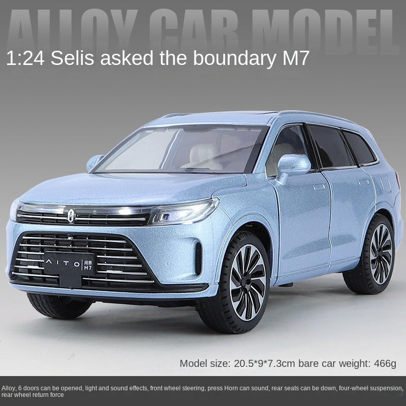 CKMODEL 1:24 Scale Die-Cast Alloy Model Toy Compatible with Huawei AITO M7 - Opening Doors, Sound & Light, Pull-Back Function, Shock Absorption, Steering & Horn - Smart SUV Collection