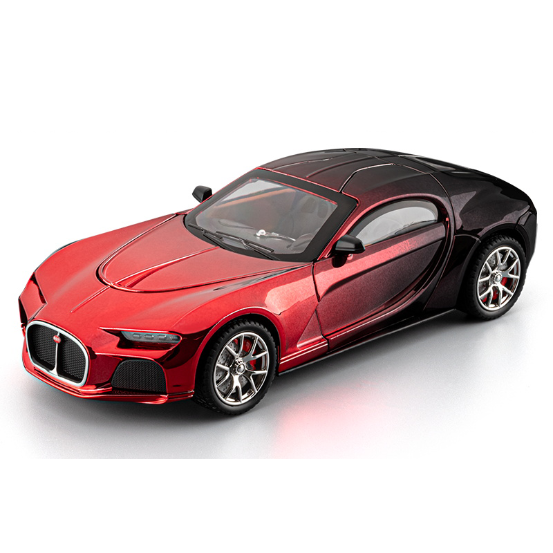 Chezhi 1:24 Scale Chrome Edition Die-Cast Alloy Model Toy Compatible with Bugatti Atlantic - with Mini Luggage Set, Opening Doors, Sound & Light, Pull-Back Function, Shock Absorption, Steering & Horn - Classic Car Collection
