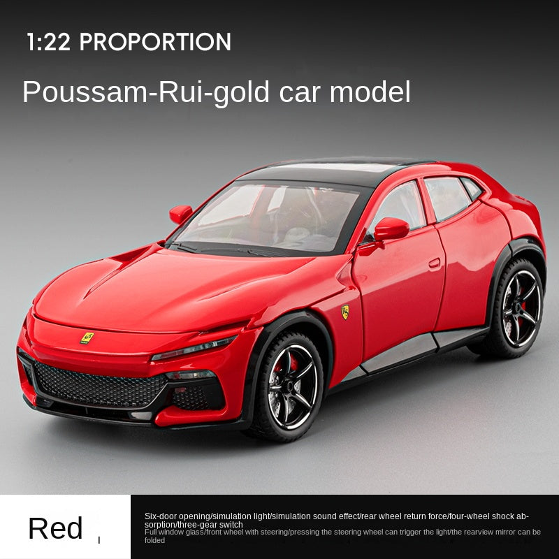 Jiaye 1:22 Die-Cast Alloy Model - Compatible with Ferrari Purosangue - First Ferrari FUV with Opening Doors, Sound & Light, Pull-Back Action, Shock Absorption & Foldable Mirrors