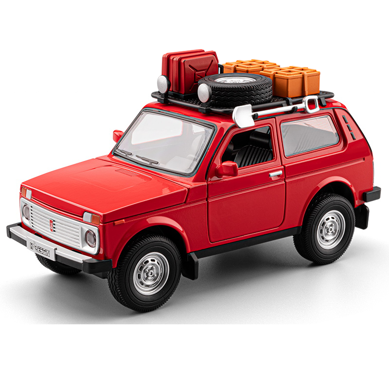 Chezhi 1:24 Scale Die-Cast Alloy Model Toy Compatible with Lada Niva - with Roof Accessories, Opening Doors, Sound & Light, Pull-Back Function, Shock Absorption & Horn - Classic Off-Road Collection