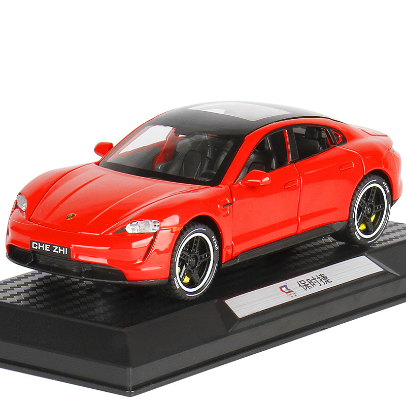 Chezhi 1:32 Scale Die-Cast Alloy Model Toy Compatible with Porsche Taycan - Opening Doors, Sound & Light, Pull-Back Function - Electric Sports Car Collection