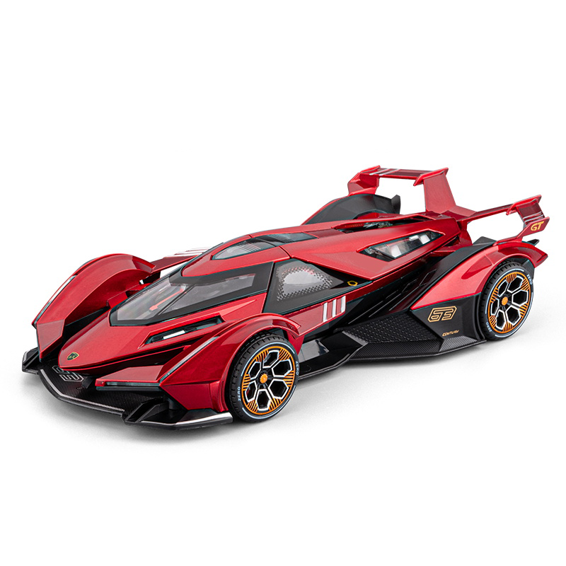 Chezhi 1:24 Scale Die-Cast Alloy Model Toy Compatible with Lamborghini V12 Vision Gran Turismo - Opening Doors, Sound & Light, Pull-Back Function - Concept Car Collection