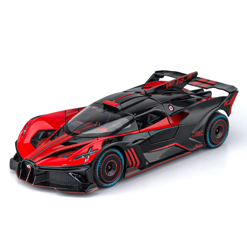 Chezhi 1:24 Scale Smoke Effect Edition Die-Cast Alloy Model Toy Compatible with Bugatti Bolide - Opening Doors, Sound & Light, Pull-Back Function, Shock Absorption, Steering & Horn - Hypercar Collection
