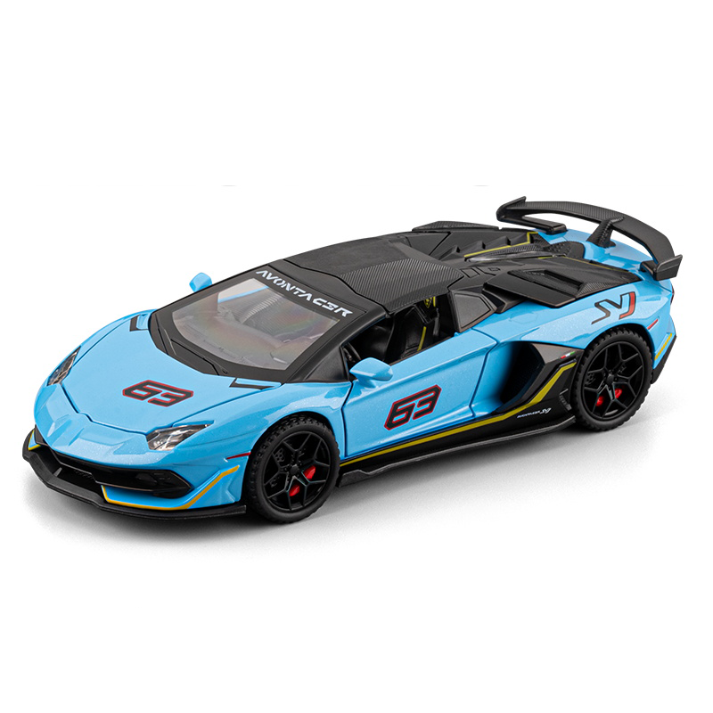 Chezhi 1:32 Scale Die-Cast Alloy Model Toy Compatible with Lamborghini Aventador SVJ63 - Removable Roof, Opening Doors, Sound & Light, Pull-Back Function - Limited Edition Supercar Collection