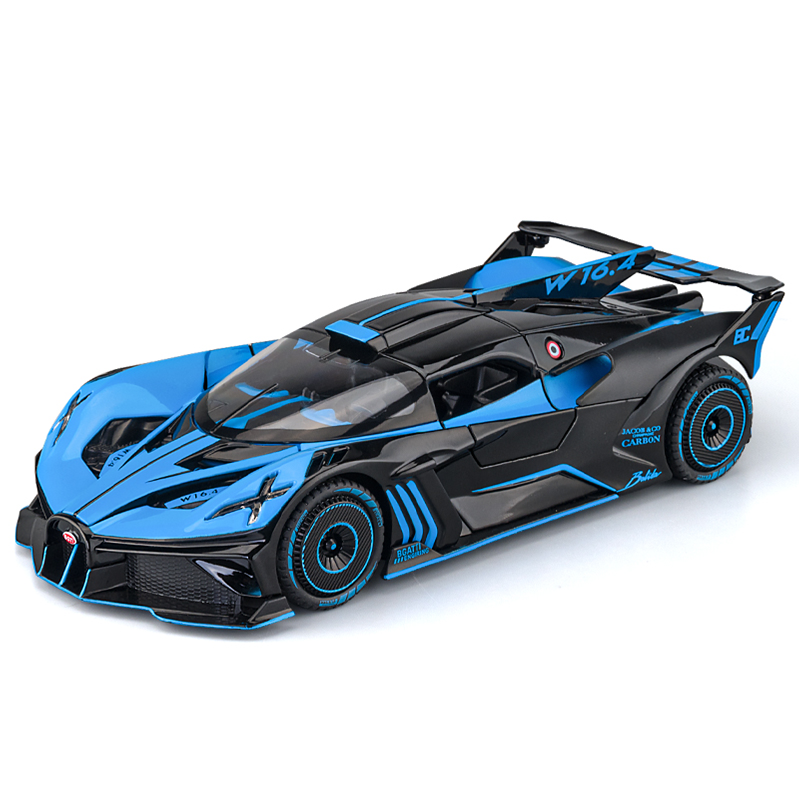 Chezhi 1:24 Scale Smoke Effect Edition Die-Cast Alloy Model Toy Compatible with Bugatti Bolide - Opening Doors, Sound & Light, Pull-Back Function, Shock Absorption, Steering & Horn - Hypercar Collection