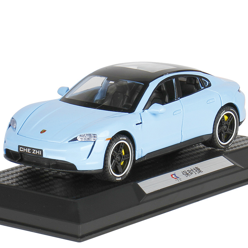 Chezhi 1:32 Scale Die-Cast Alloy Model Toy Compatible with Porsche Taycan - Opening Doors, Sound & Light, Pull-Back Function - Electric Sports Car Collection