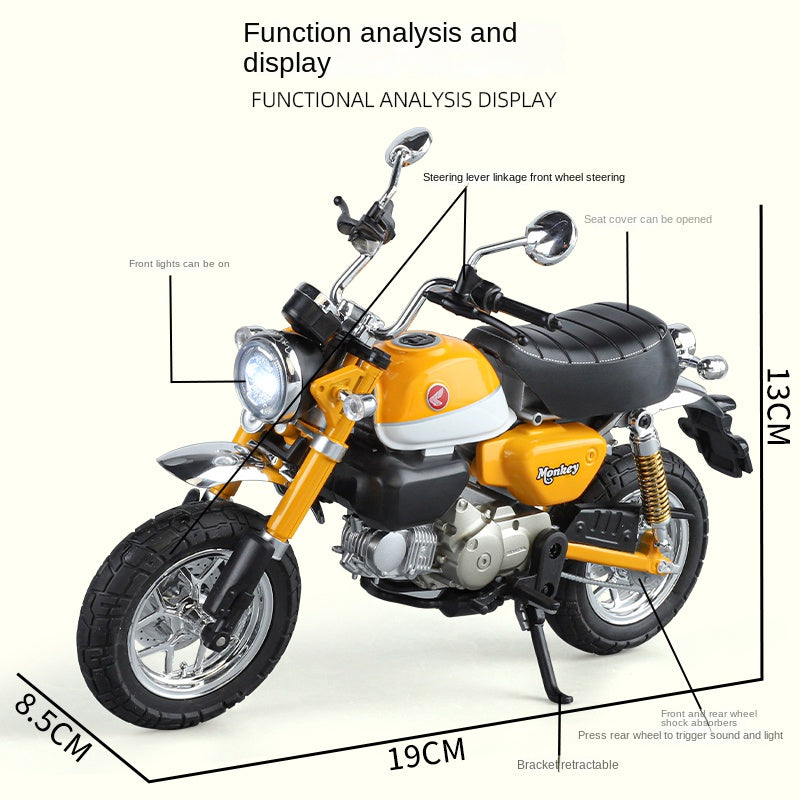 Black Mamba 1:9 Licensed Honda MSX125 (Grom) / Monkey 125 Die-Cast Alloy Model - Official Mini-Moto with Realistic Sound & Light, Coasting Action, Front Suspension, Functional Steering & Liftable Seat