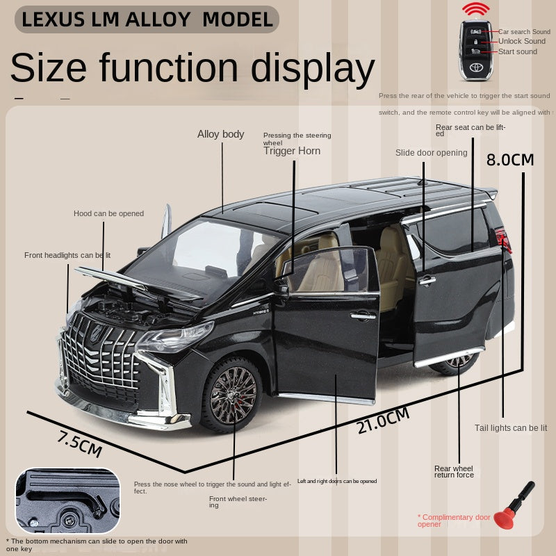 ZGTX 1:24 Scale Die-Cast Alloy Model Toy Compatible with Toyota Alphard - Remote Key Controlled Sound & Light, Opening Doors, Pull-Back Function, Steering & Horn - Luxury MPV Collection