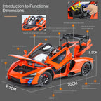 XHD 1:24 Die-Cast Alloy Model - Compatible with McLaren Senna - Track-Focused Hypercar with Opening Doors, Sound & Light, Pull-Back Action, Shock Absorption & Steering