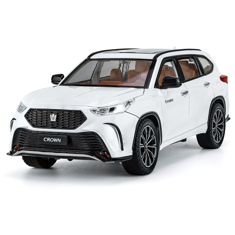 Jinglifang 1:24 Scale Die-Cast Alloy Model Toy Compatible with Toyota Crown Kluger - Opening Doors, Sound & Light, Pull-Back Function, Shock Absorption, Steering, Foldable Mirrors & Adjustable Seats - Family SUV Collection