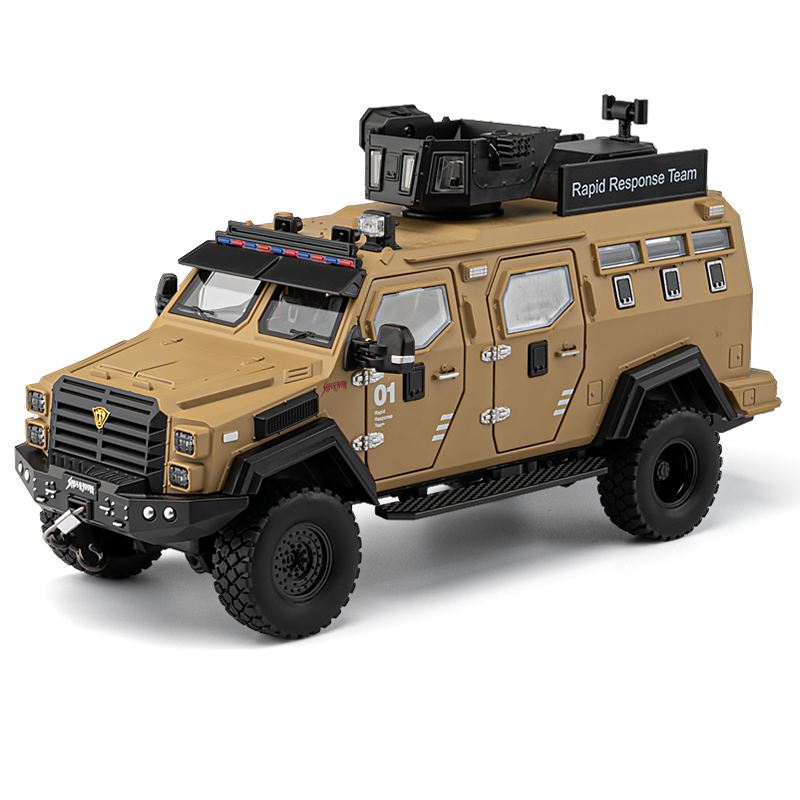 Chezhi 1:24 Licensed “Sabertooth” Armored Riot Control Vehicle Die-Cast Alloy Model - Official Police Tactical Vehicle with Extendable Winch, Foldable Running Board, Opening Doors, Sound & Light, Pull-Back Action, Shock Absorption & Steering