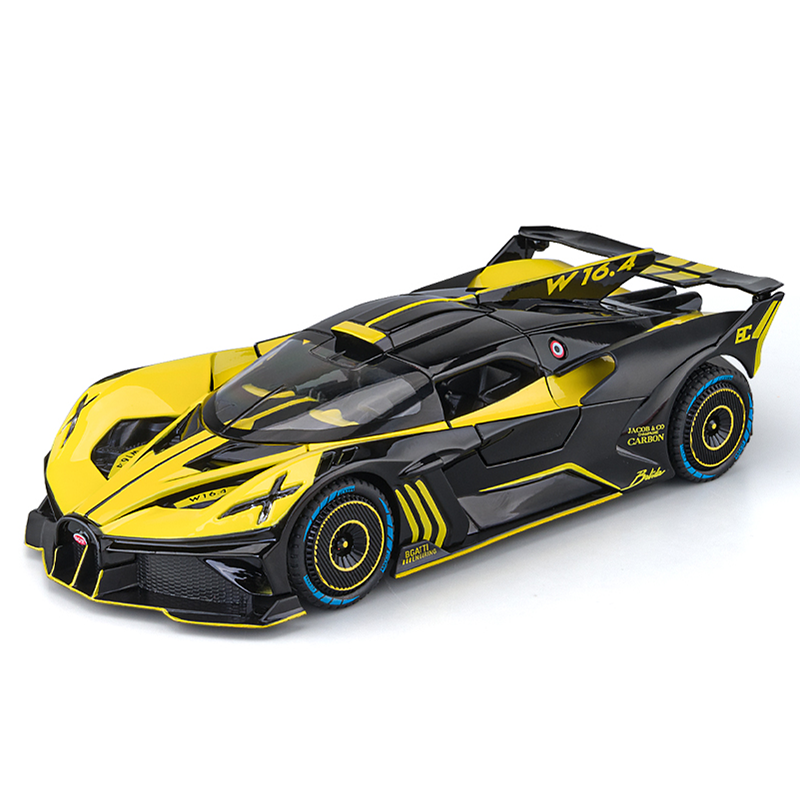 Chezhi 1:24 Scale Smoke Effect Edition Die-Cast Alloy Model Toy Compatible with Bugatti Bolide - Opening Doors, Sound & Light, Pull-Back Function, Shock Absorption, Steering & Horn - Hypercar Collection