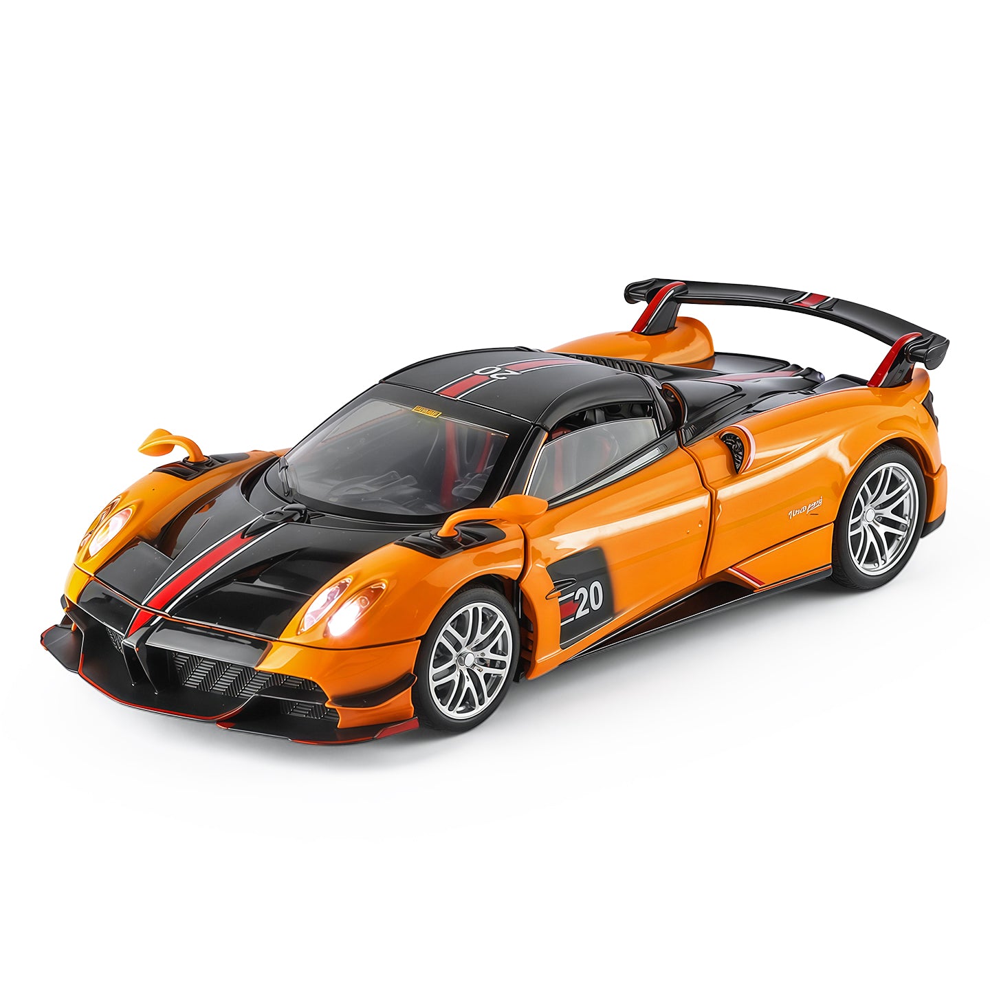 OK 1:32 Scale Die-Cast Alloy Model Toy Compatible with Pagani Huayra BC - Removable Roof, Opening Doors, Sound & Light, Pull-Back Function & Shock Absorption - Hypercar Collection