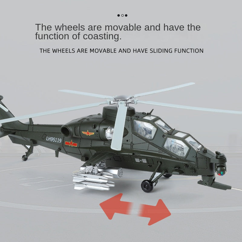QiYi 1:48 Licensed CAIC Z-10 Attack Helicopter Die-Cast Alloy Model - Official Military Helicopter with Coasting Action, Removable Missiles & Rotor Blades