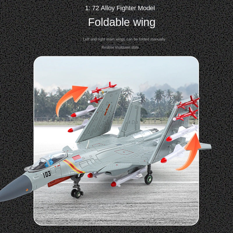 QiYi 1:72 Licensed Shenyang J-15 “Flying Shark” Carrier-Based Fighter Die-Cast Alloy Model - Official Chinese Naval Aviation with Display Stand