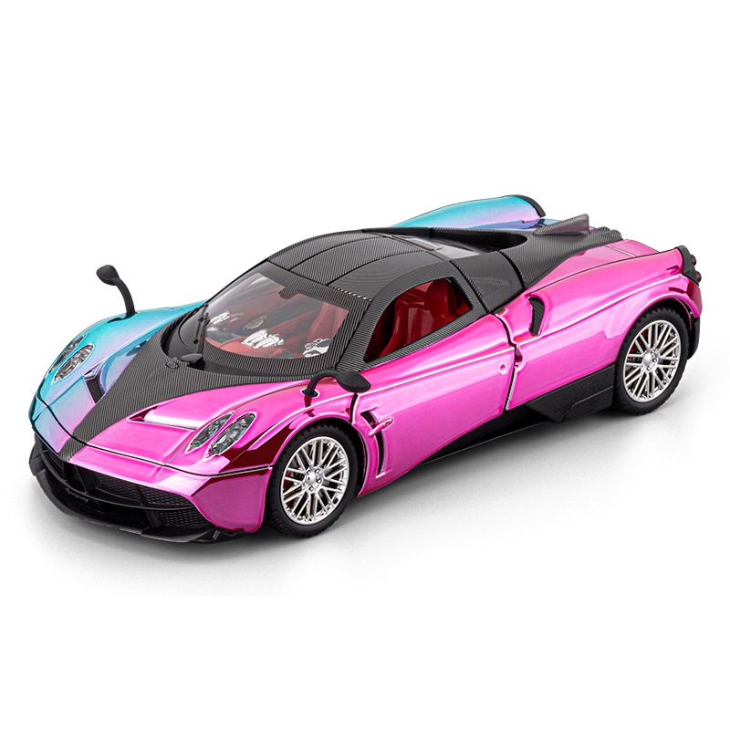Chezhi 1:24 Scale Chrome Edition Die-Cast Alloy Model Toy Compatible with Pagani Zonda C12 - Opening Doors, Sound & Light, Pull-Back Function, Shock Absorption, Steering & Horn - Supercar Collection
