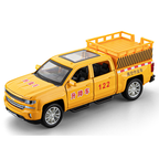 Chezhi 1:32 Scale Die-Cast Alloy Model Toy Compatible with Chevrolet Pickup - Aerial Platform / Rescue Truck, Opening Doors, Sound & Light, Pull-Back Function