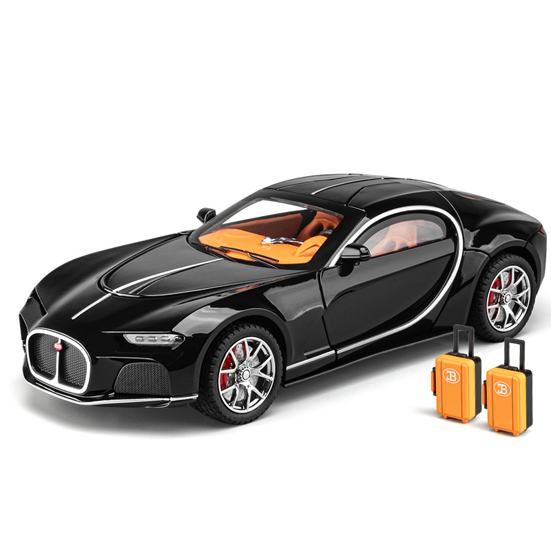 Chezhi 1:24 Die-Cast Alloy Model - Compatible with Bugatti Atlantic - with Mini Luggage Set, Opening Doors, Sound & Light, Pull-Back Action, Shock Absorption, Steering & Horn