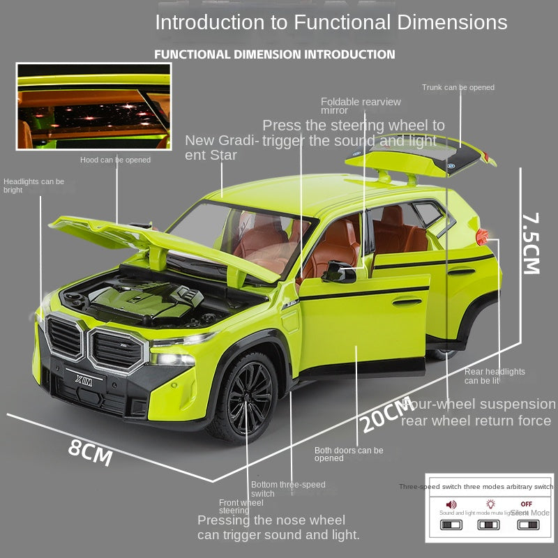 XHD 1:24 Scale Die-Cast Alloy Model Toy Compatible with BMW XM - Starlight Headliner, Opening Doors, Sound & Light, Pull-Back Function, Shock Absorption, Steering & Horn - Luxury Performance SUV Collection